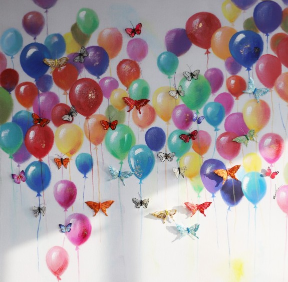 Wandbild von vielen bunten Luftbalons